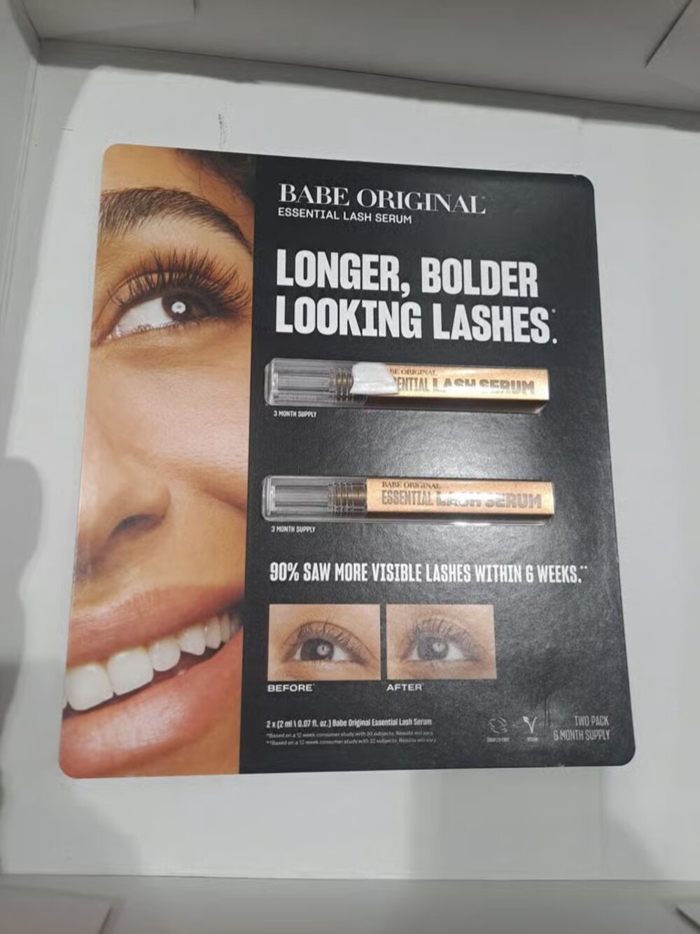 BABE ORIGINAL Essential Eyelash serum 0.07 fl oz/2ml 6 Month Supply - 2 Pack NEW